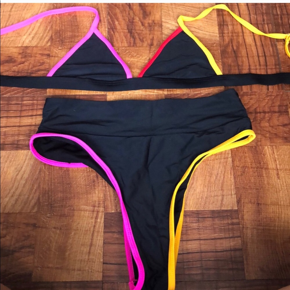 Black high waisted bathing suit
